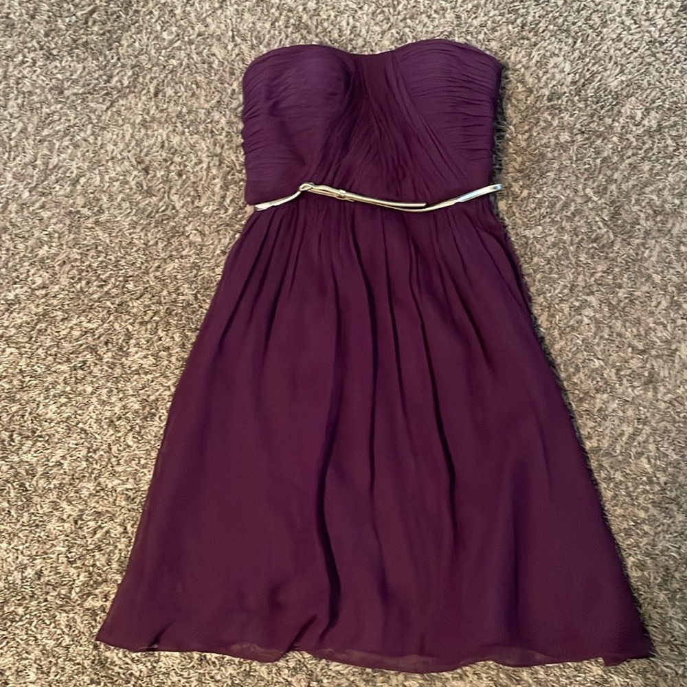 Strapless Purple Dress with Gold Belt by Donna Morgan